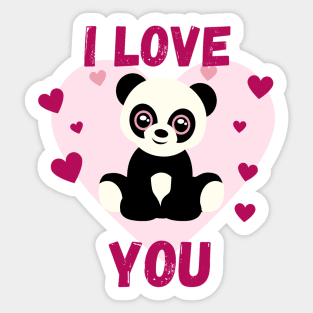 Pink I love you panda Sticker